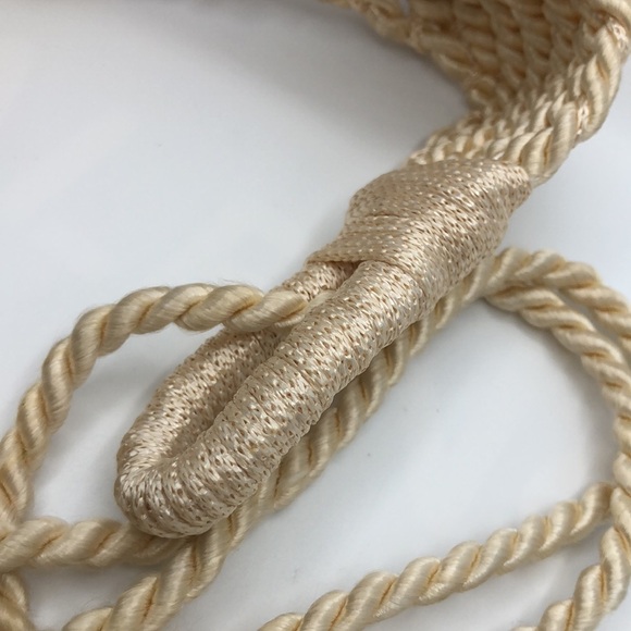 Vintage Abalone Shell Buckle With Satin Rope Cord Belt Natural Macrame Boho main image 11